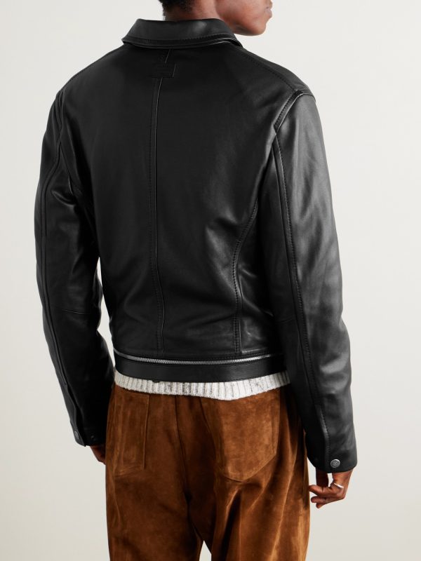 Lascari Slim-Fit Belted Leather Jacket - BK Lascari Slim-Fit Belted Leather Jacket - BK