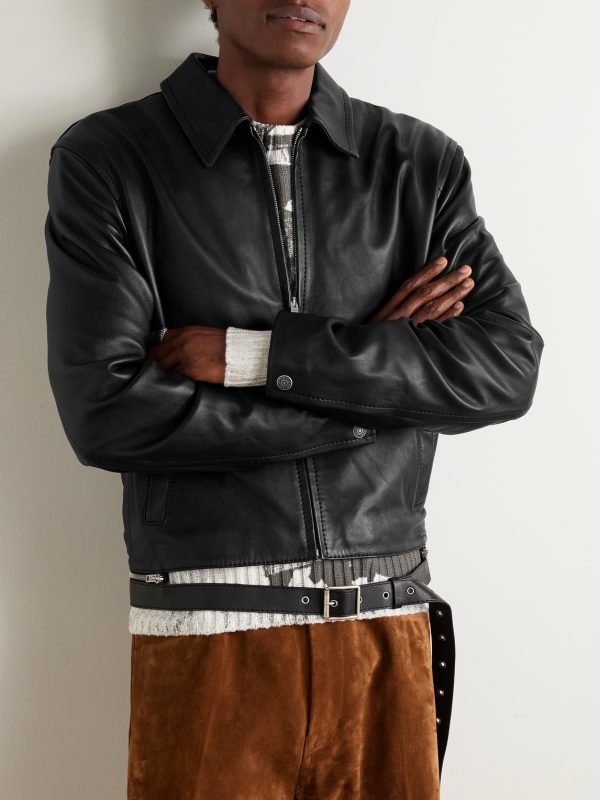 Lascari Slim-Fit Belted Leather Jacket - FR Lascari Slim-Fit Belted Leather Jacket - FR