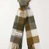 Vally Fringed Checked Knitted Scarf Vally Fringed Checked Knitted Scarf