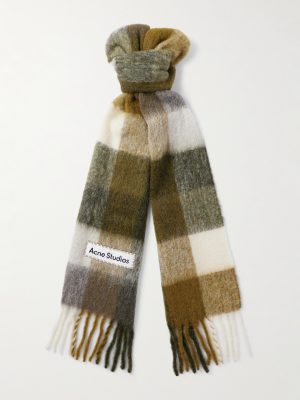Vally Fringed Checked Knitted Scarf Vally Fringed Checked Knitted Scarf