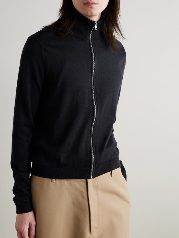 Ribbed Wool Zip-Up Sweater - FR