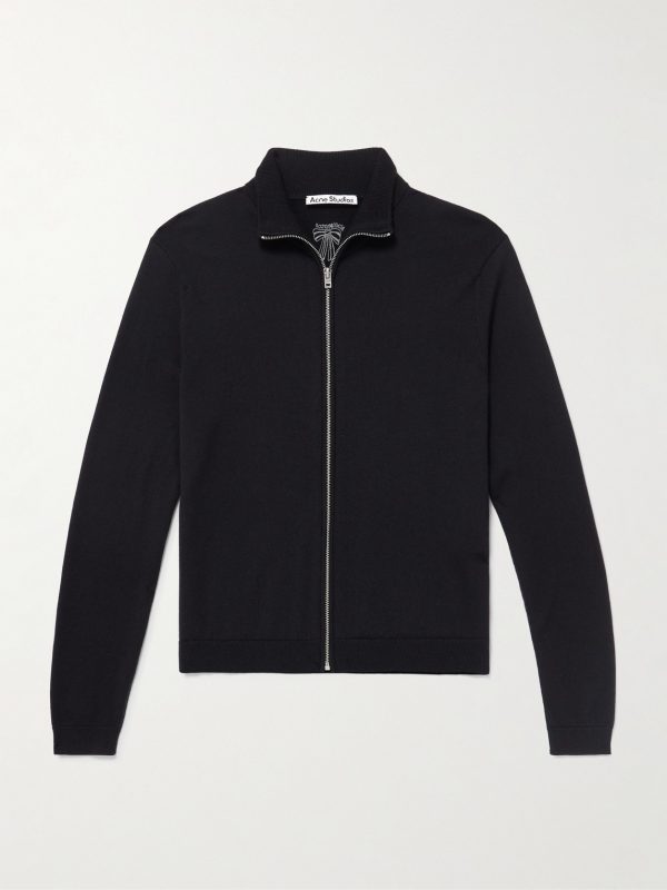 Ribbed Wool Zip-Up Sweater