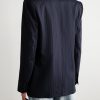 Double-Breasted Pinstriped Wool-Blend Blazer - BK Double-Breasted Pinstriped Wool-Blend Blazer - BK