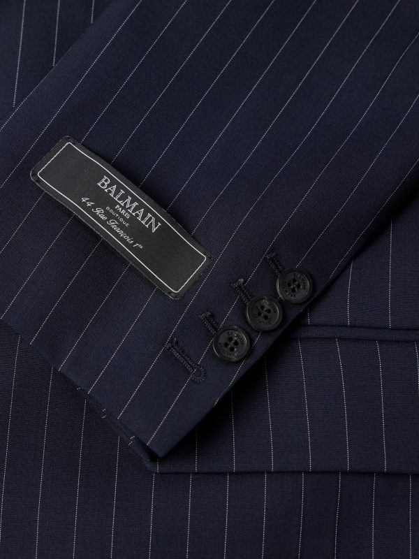 Double-Breasted Pinstriped Wool-Blend Blazer - CU Double-Breasted Pinstriped Wool-Blend Blazer - CU