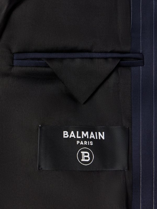 Double-Breasted Pinstriped Wool-Blend Blazer - E1 Double-Breasted Pinstriped Wool-Blend Blazer - E1