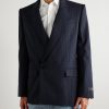 Double-Breasted Pinstriped Wool-Blend Blazer - FR Double-Breasted Pinstriped Wool-Blend Blazer - FR