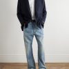 Double-Breasted Pinstriped Wool-Blend Blazer - OU Double-Breasted Pinstriped Wool-Blend Blazer - OU