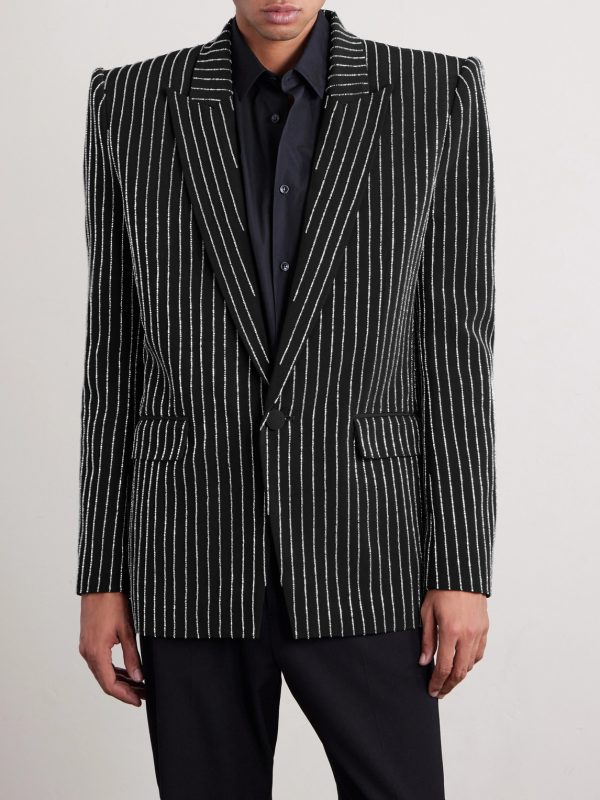 Bead-Embellished Woven Blazer - FR