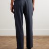 Tapered Cropped Pleated Pinstriped Wool-Blend Trousers - BK