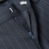 Tapered Cropped Pleated Pinstriped Wool-Blend Trousers - E1