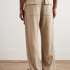 Creatch Wide-Leg Brushed Cotton-Jersey Drawstring Cargo Trousers - BK Creatch Wide-Leg Brushed Cotton-Jersey Drawstring Cargo Trousers - BK