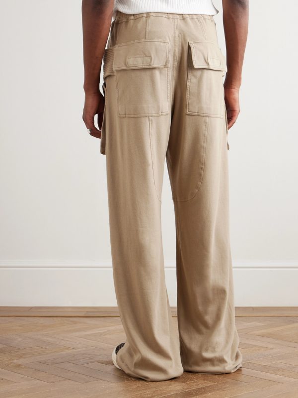Creatch Wide-Leg Brushed Cotton-Jersey Drawstring Cargo Trousers - BK Creatch Wide-Leg Brushed Cotton-Jersey Drawstring Cargo Trousers - BK