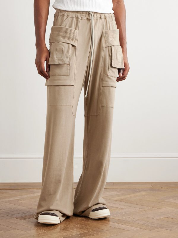 Creatch Wide-Leg Brushed Cotton-Jersey Drawstring Cargo Trousers - FR Creatch Wide-Leg Brushed Cotton-Jersey Drawstring Cargo Trousers - FR