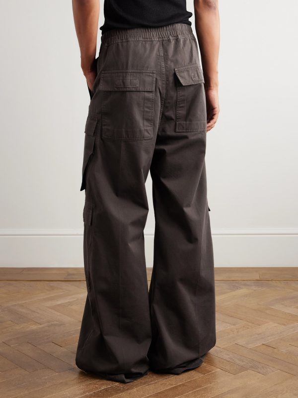 DRKSHDW Wide-Leg Cotton Drawstring Cargo Trousers - BK DRKSHDW Wide-Leg Cotton Drawstring Cargo Trousers - BK