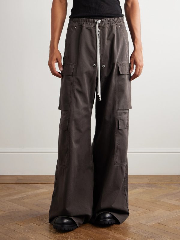 DRKSHDW Wide-Leg Cotton Drawstring Cargo Trousers - FR DRKSHDW Wide-Leg Cotton Drawstring Cargo Trousers - FR