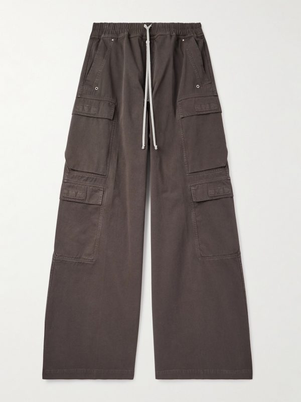 DRKSHDW Wide-Leg Cotton Drawstring Cargo Trousers DRKSHDW Wide-Leg Cotton Drawstring Cargo Trousers