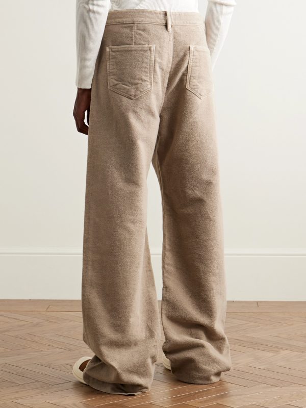 Geth Wide-Leg Brushed-Cotton Trousers - BK