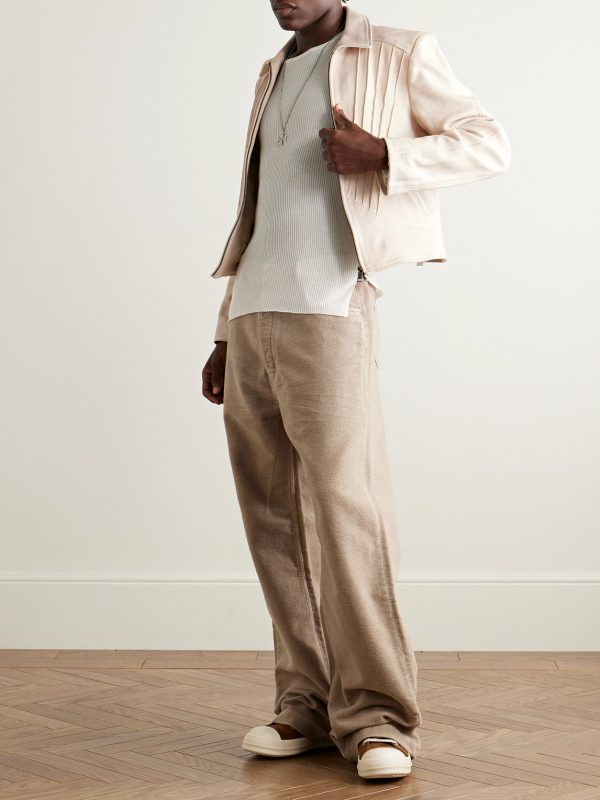 Geth Wide-Leg Brushed-Cotton Trousers - OU