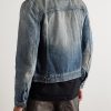 Distressed Denim Trucker Jacket - BK Distressed Denim Trucker Jacket - BK
