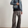 Distressed Denim Trucker Jacket - OU Distressed Denim Trucker Jacket - OU