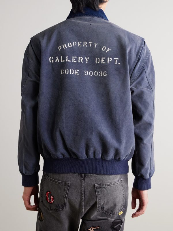 Mechanic Corduroy-Trimmed Logo-Print Cotton Bomber Jacket - BK Mechanic Corduroy-Trimmed Logo-Print Cotton Bomber Jacket - BK