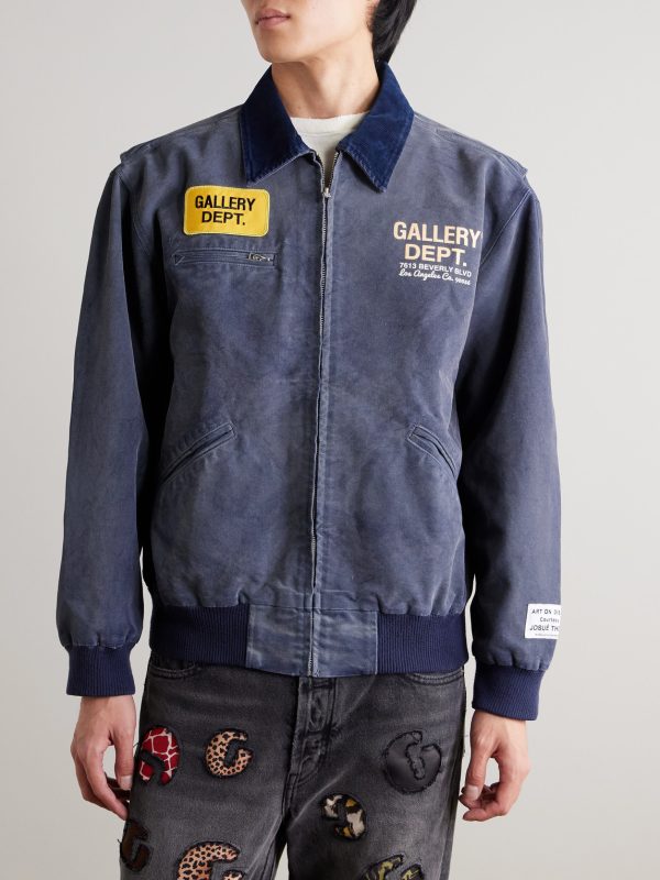 Mechanic Corduroy-Trimmed Logo-Print Cotton Bomber Jacket - FR Mechanic Corduroy-Trimmed Logo-Print Cotton Bomber Jacket - FR