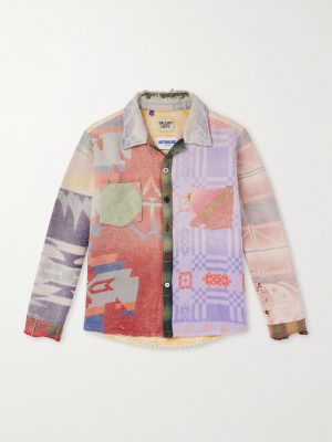 Marley Retouche Distressed Patchwork Checked Cotton-Blend Shirt