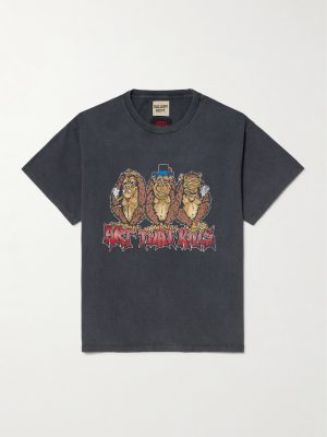 See No Evil Glittered Printed Cotton-Jersey T-Shirt