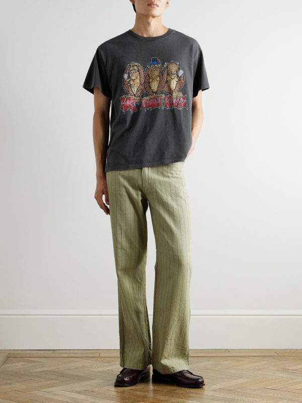 See No Evil Glittered Printed Cotton-Jersey T-Shirt - OU See No Evil Glittered Printed Cotton-Jersey T-Shirt - OU