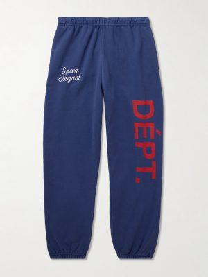 Team Dept Tapered Embroidered Printed Cotton-Jersey Sweatpants Team Dept Tapered Embroidered Printed Cotton-Jersey Sweatpants