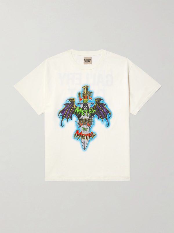 Live For Metal Glittered Printed Cotton-Jersey T-Shirt
