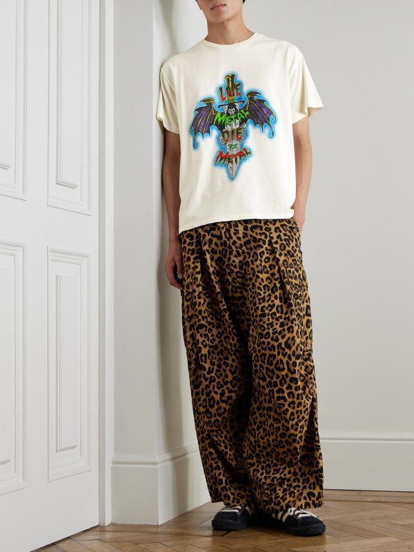 Live For Metal Glittered Printed Cotton-Jersey T-Shirt - OU