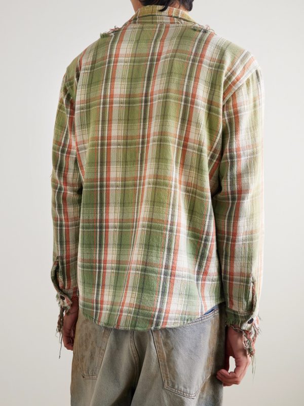 Marley Logo-Appliquéd Distressed Checked Cotton-Flannel Shirt - BK Marley Logo-Appliquéd Distressed Checked Cotton-Flannel Shirt - BK