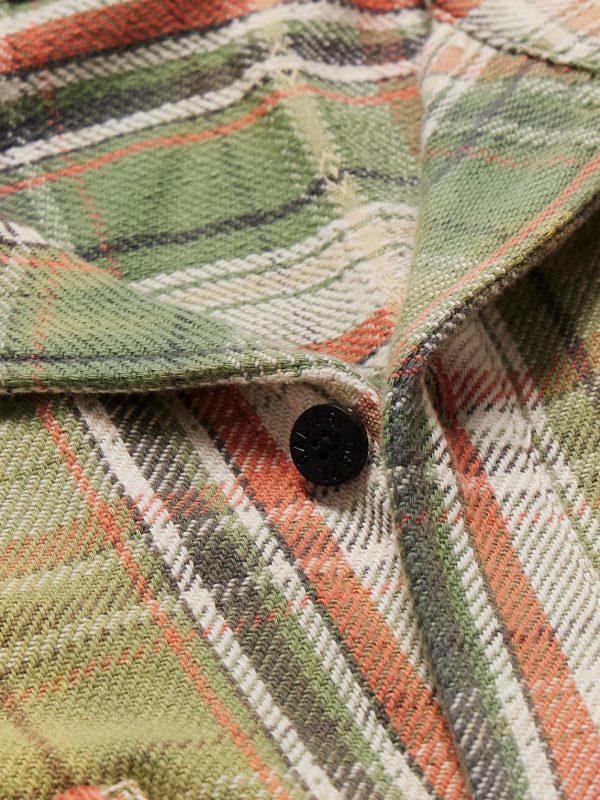 Marley Logo-Appliquéd Distressed Checked Cotton-Flannel Shirt - CU Marley Logo-Appliquéd Distressed Checked Cotton-Flannel Shirt - CU