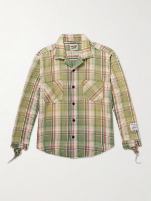 Marley Logo-Appliquéd Distressed Checked Cotton-Flannel Shirt