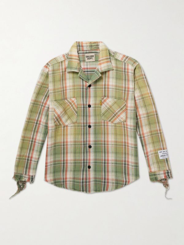 Marley Logo-Appliquéd Distressed Checked Cotton-Flannel Shirt Marley Logo-Appliquéd Distressed Checked Cotton-Flannel Shirt