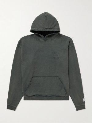 Oversized Logo-Debossed Cotton-Jersey Hoodie Oversized Logo-Debossed Cotton-Jersey Hoodie