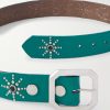 Croc-Effect Trimmed Studded Leather Belt - E1 Croc-Effect Trimmed Studded Leather Belt - E1