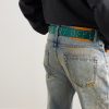 Croc-Effect Trimmed Studded Leather Belt - E2 Croc-Effect Trimmed Studded Leather Belt - E2