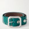 Croc-Effect Trimmed Studded Leather Belt Croc-Effect Trimmed Studded Leather Belt