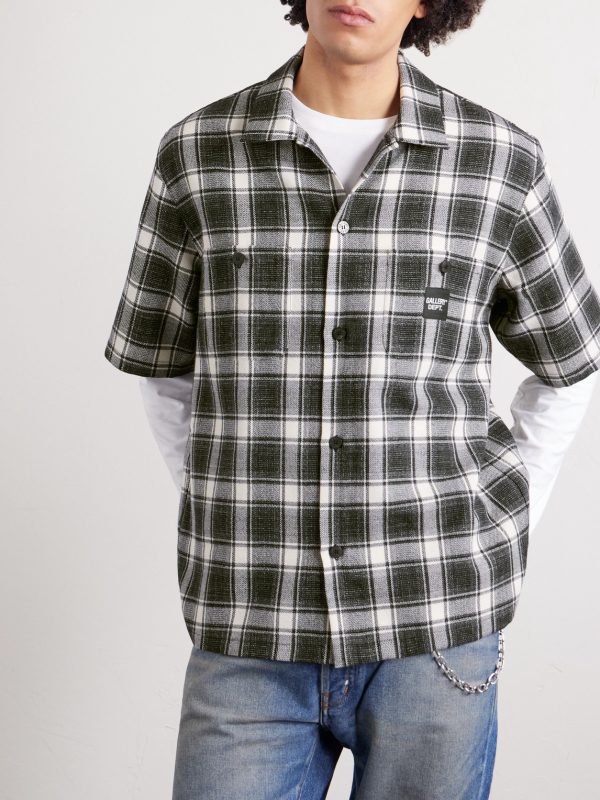 Playground Logo-Appliquéd Checked Wool and Cotton-Blend Shirt - FR