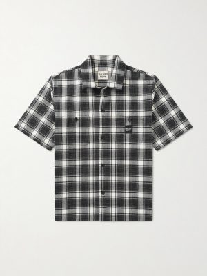 Playground Logo-Appliquéd Checked Wool and Cotton-Blend Shirt Playground Logo-Appliquéd Checked Wool and Cotton-Blend Shirt