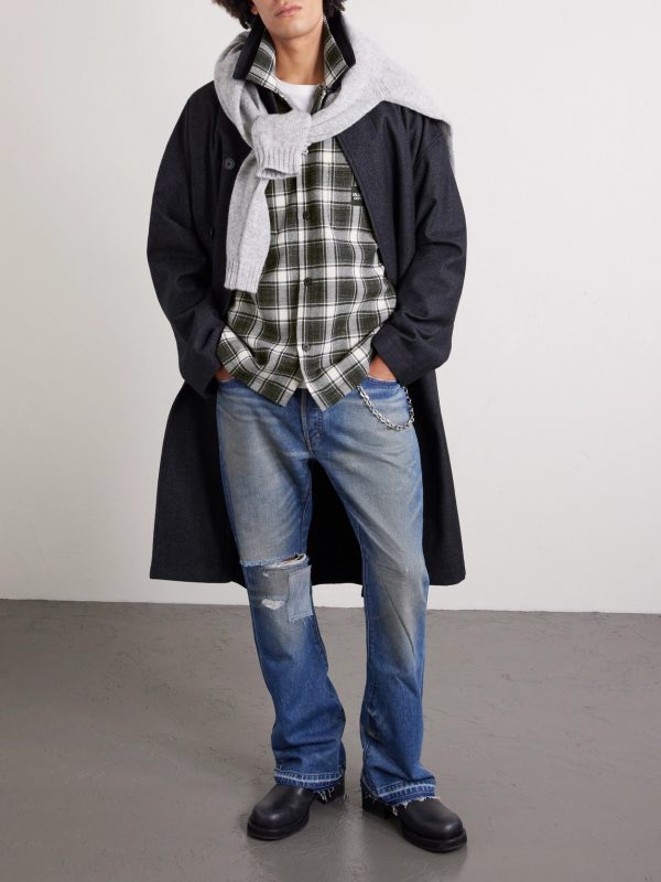 Playground Logo-Appliquéd Checked Wool and Cotton-Blend Shirt - OU