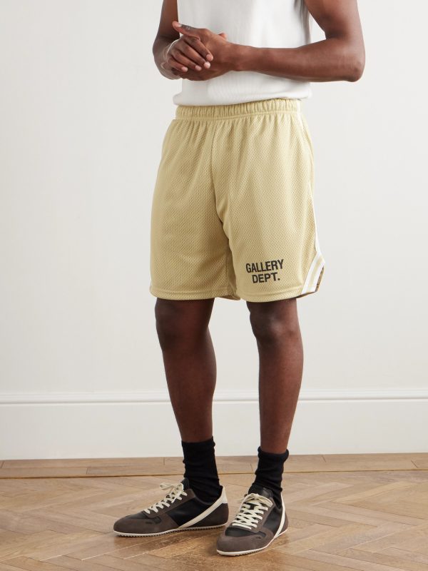 Venice Court Wide-Leg Logo-Print Webbing-Trimmed Mesh Shorts - FR Venice Court Wide-Leg Logo-Print Webbing-Trimmed Mesh Shorts - FR