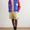 Venice Court Wide-Leg Logo-Print Webbing-Trimmed Mesh Shorts - OU Venice Court Wide-Leg Logo-Print Webbing-Trimmed Mesh Shorts - OU