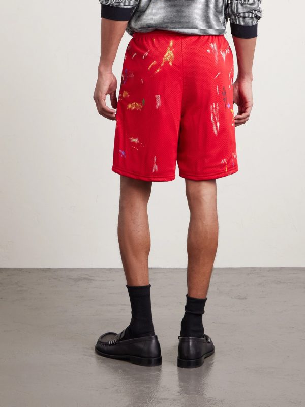Studio Gym Straight-Leg Paint-Splattered Mesh Shorts - BK Studio Gym Straight-Leg Paint-Splattered Mesh Shorts - BK