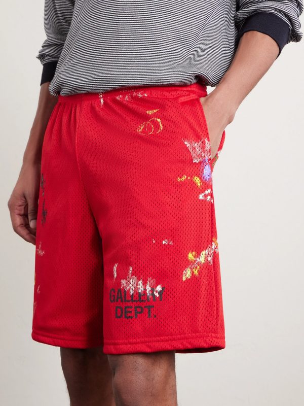 Studio Gym Straight-Leg Paint-Splattered Mesh Shorts - CU Studio Gym Straight-Leg Paint-Splattered Mesh Shorts - CU