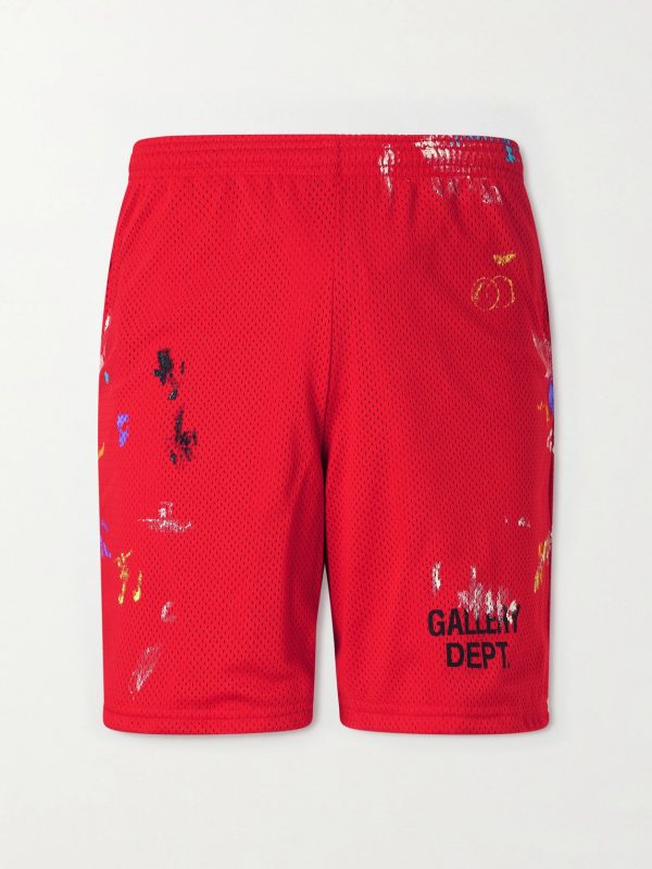 Studio Gym Straight-Leg Paint-Splattered Mesh Shorts Studio Gym Straight-Leg Paint-Splattered Mesh Shorts