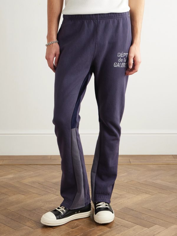 Flared Panelled Logo-Print Cotton-Jersey Sweatpants - FR
