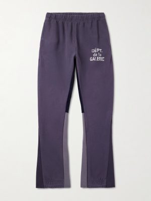 Flared Panelled Logo-Print Cotton-Jersey Sweatpants
